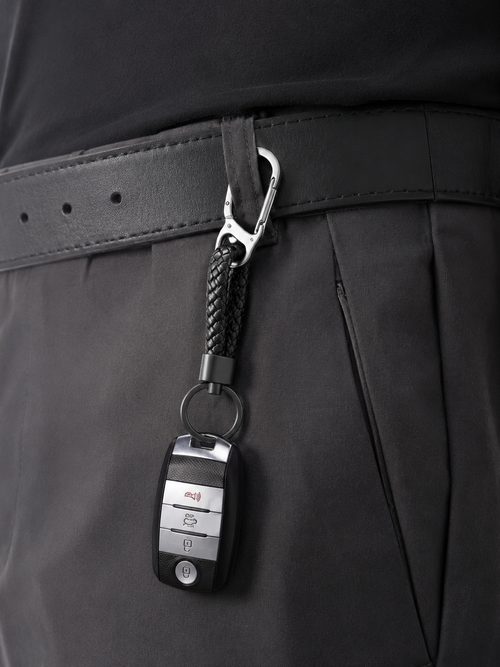 Braided Leather Car Key Chain (Black)