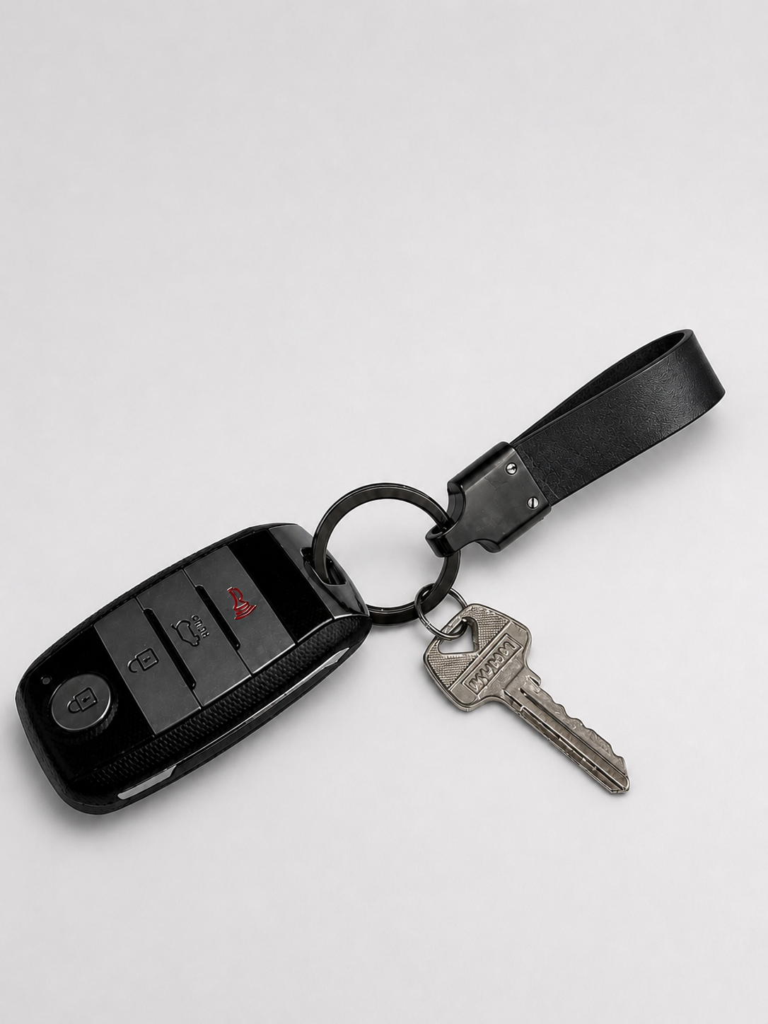 leather loop Car key chain (black)