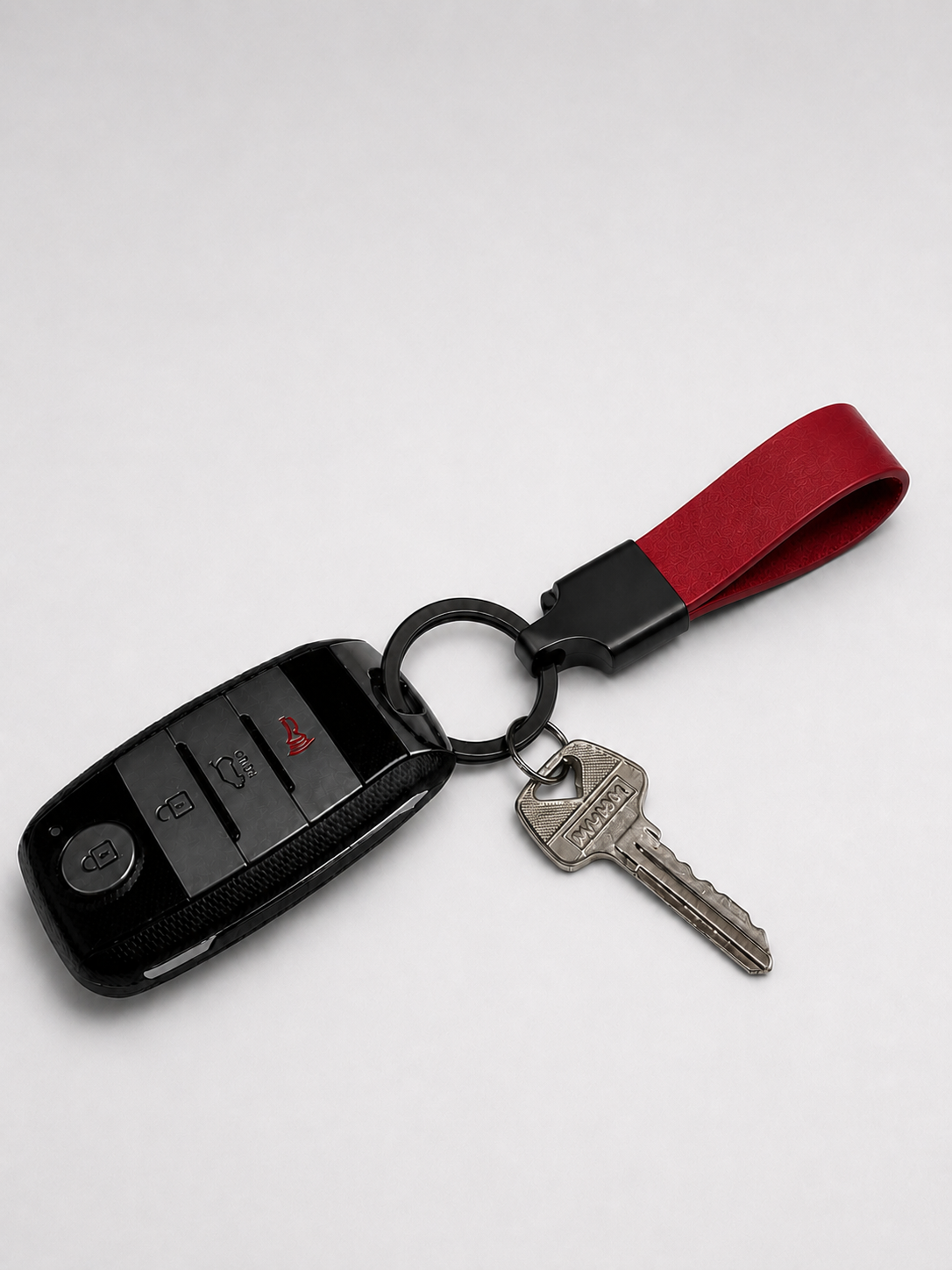 leather loop Car key chain (Red)