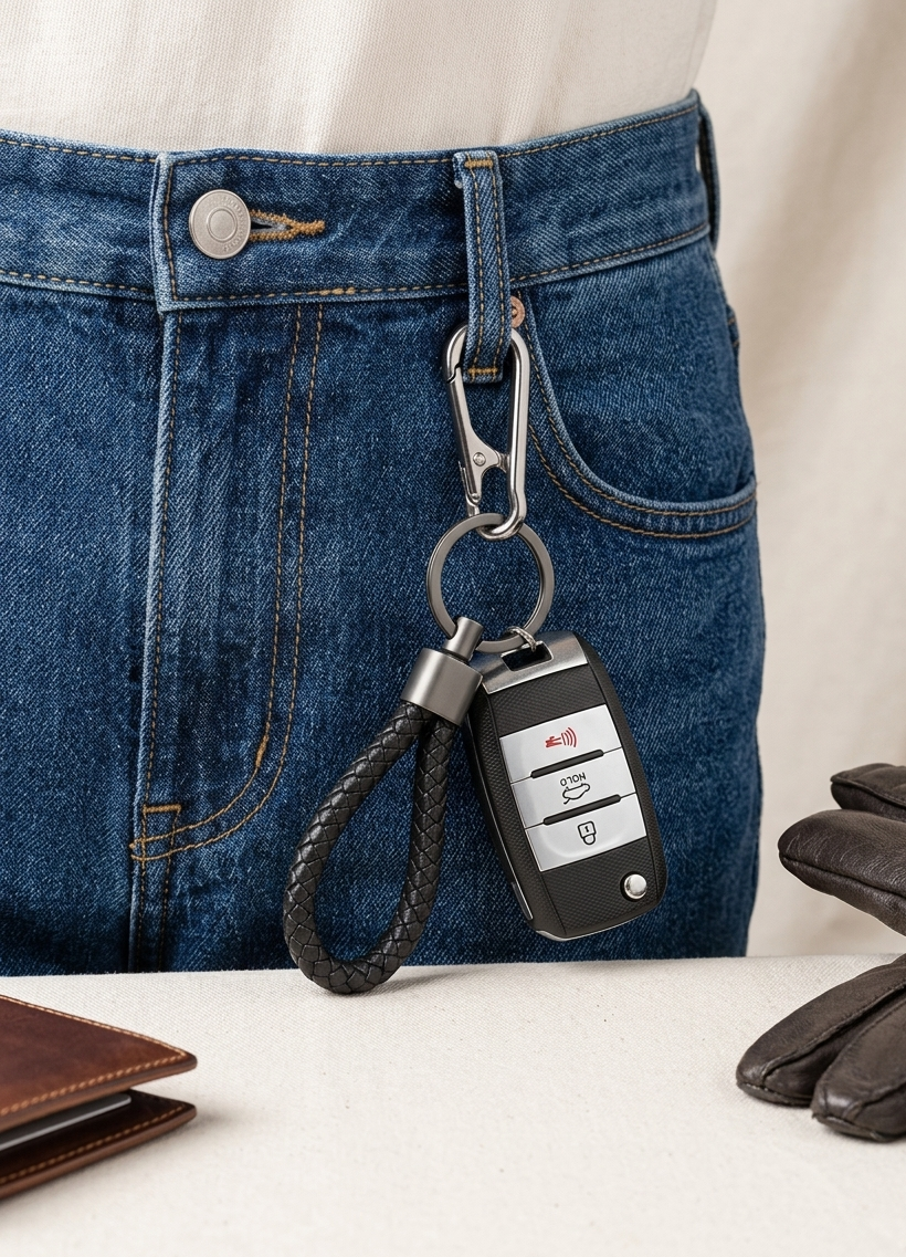 braided Car key chain (black)