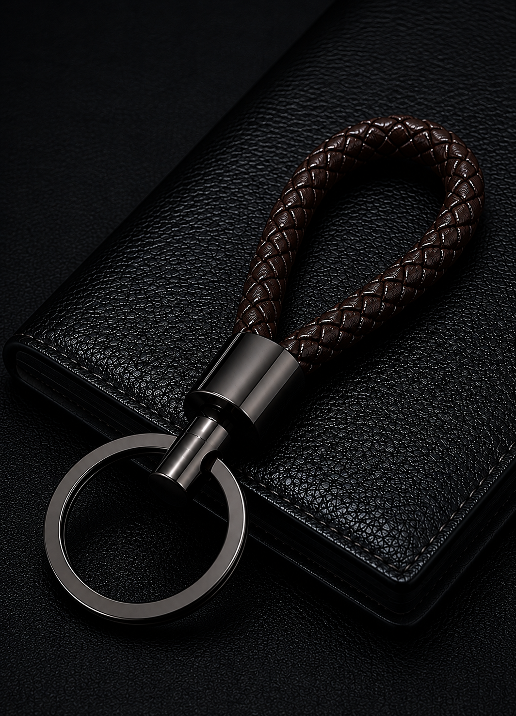 braided Car key chain (dark brown)
