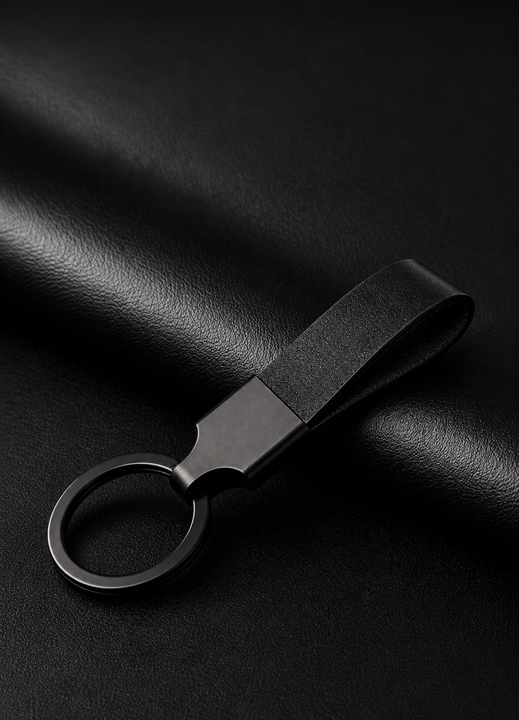 leather loop Car key chain (black)