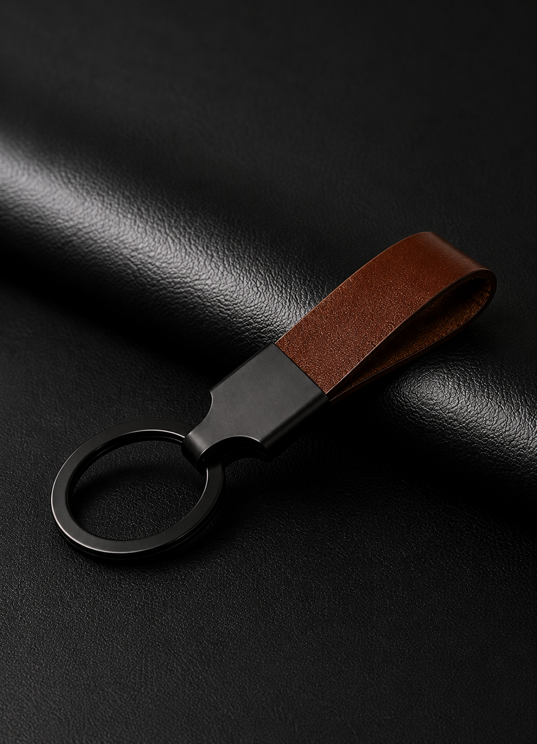 leather loop Car key chain (brown)