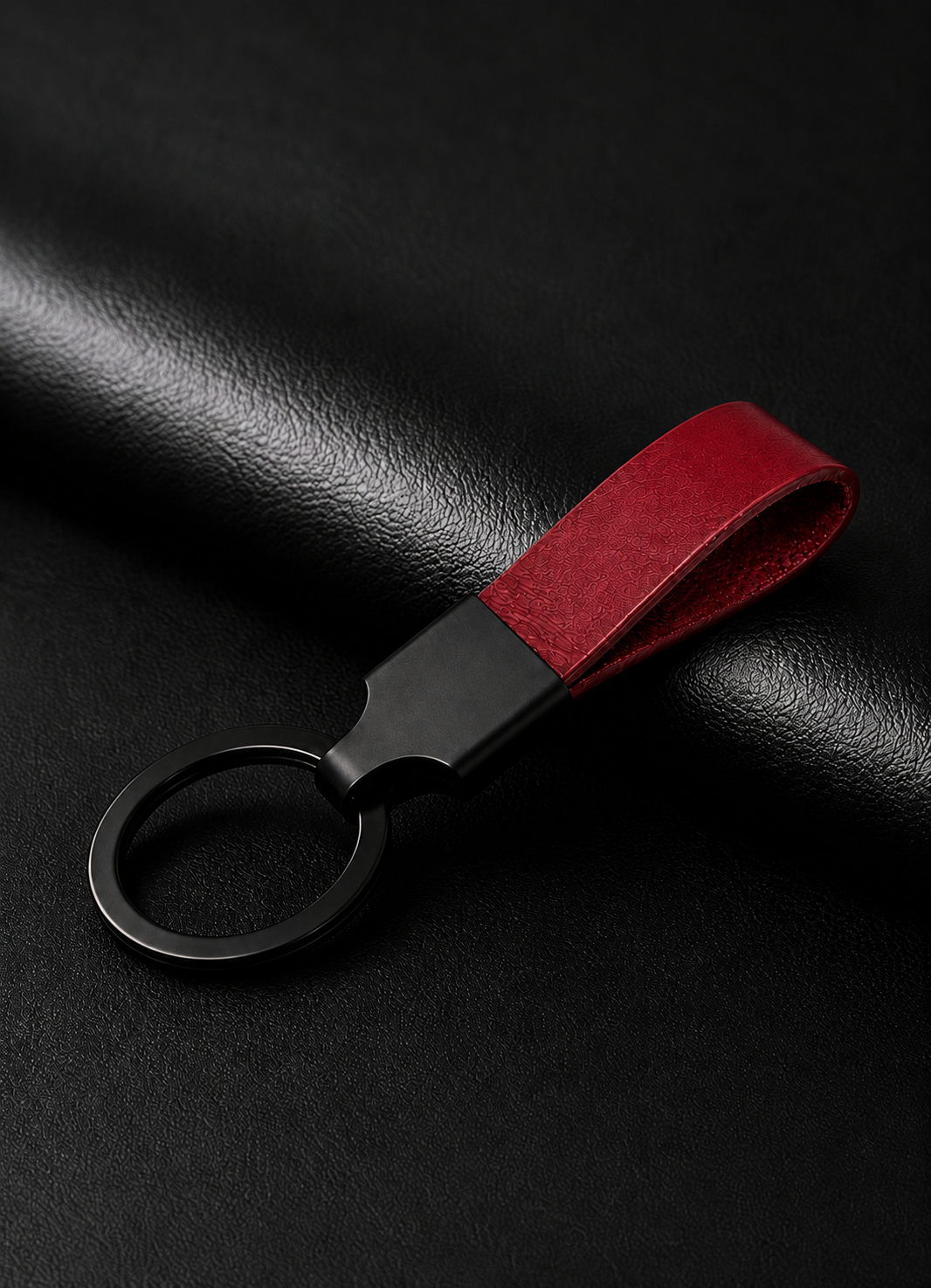 Leather Loop Car Key Chain (Red)