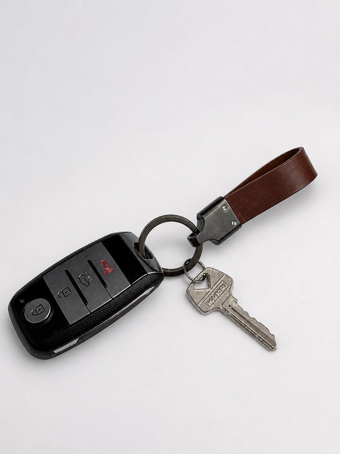 leather loop Car key chain (brown)