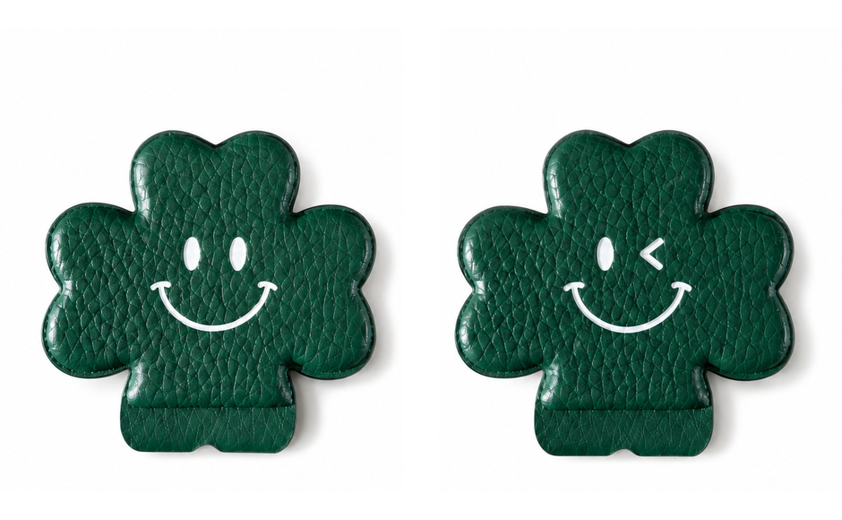 Green clover money clip front and back