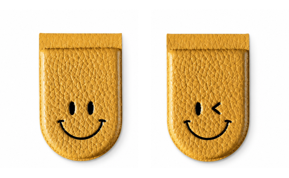 Mustard smile money clip front and back