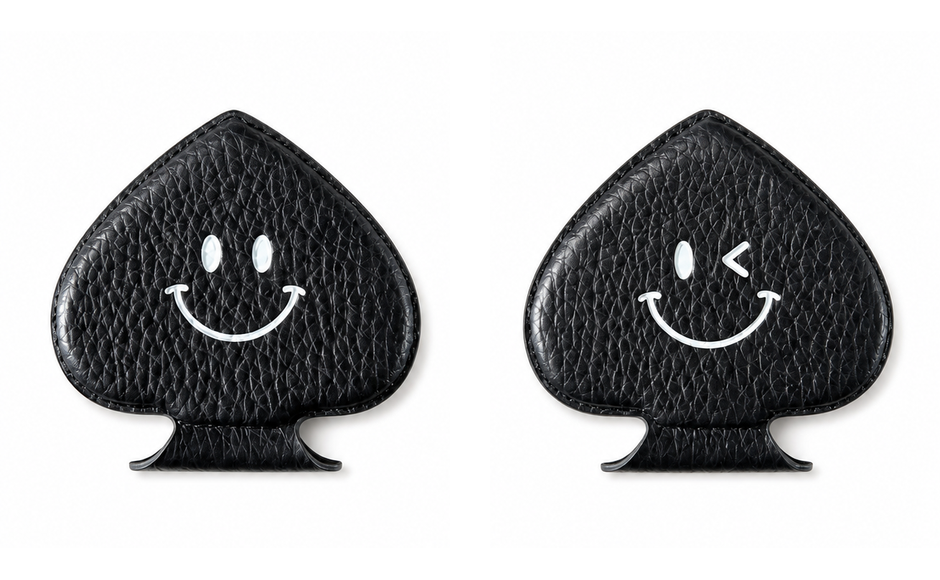 Black spade money clip front and back